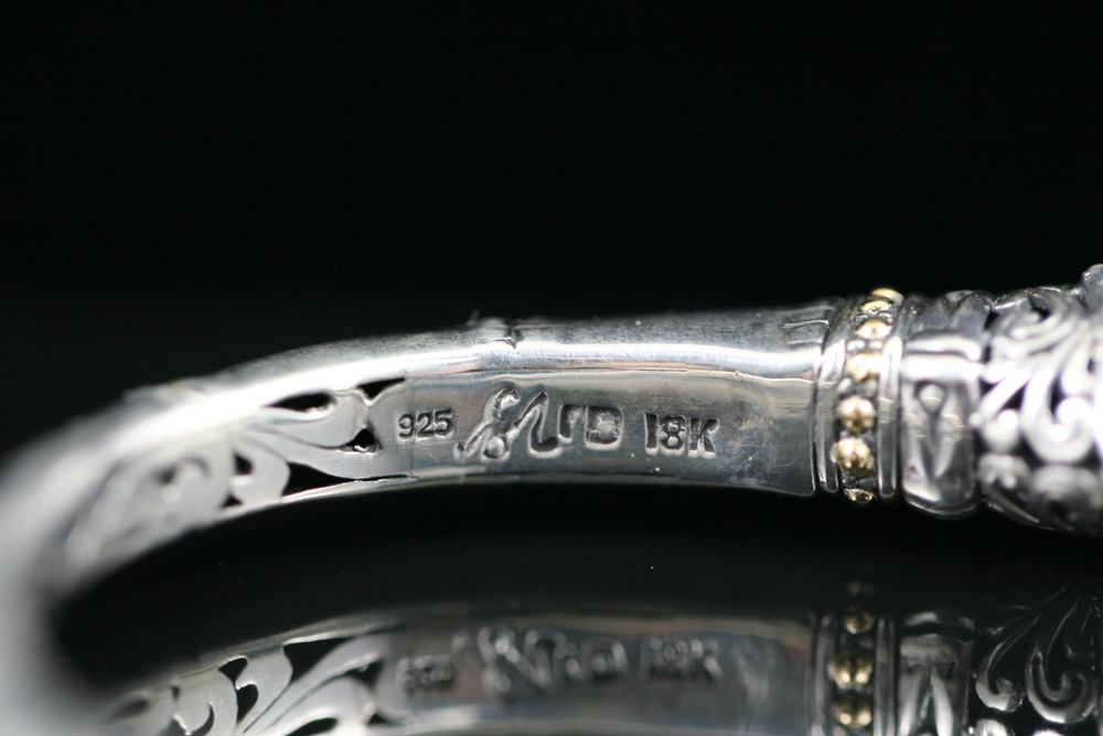 Robert Manse Sterling Silver & 18K Gold Amethyst  Cuff Bracelet