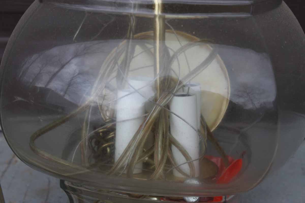 Pair of Glass and Brass Tone Hanging Lanterns