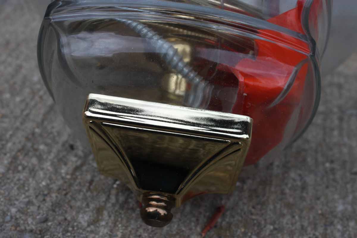 Pair of Glass and Brass Tone Hanging Lanterns