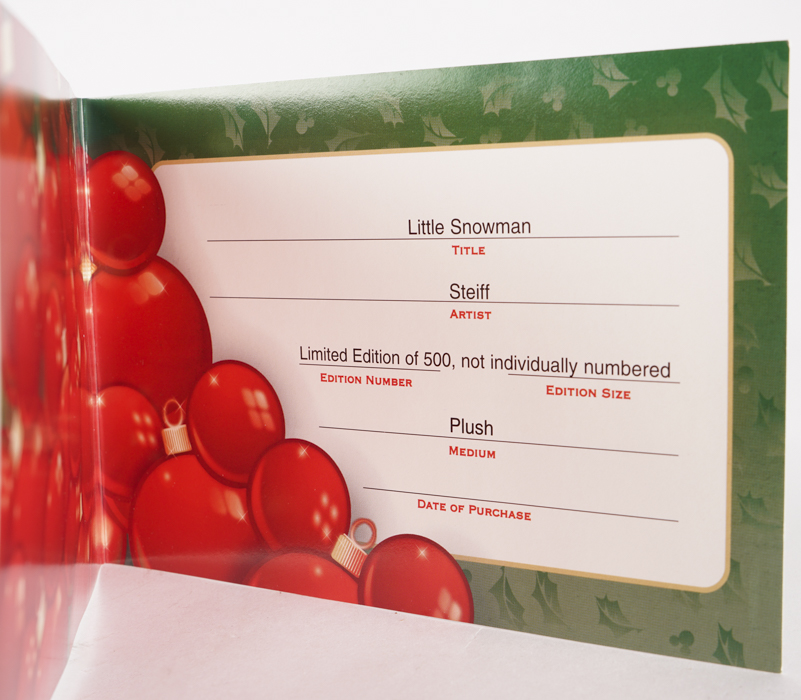 Steiff Teddy Bear Christmas Ornament "Little Snowman"