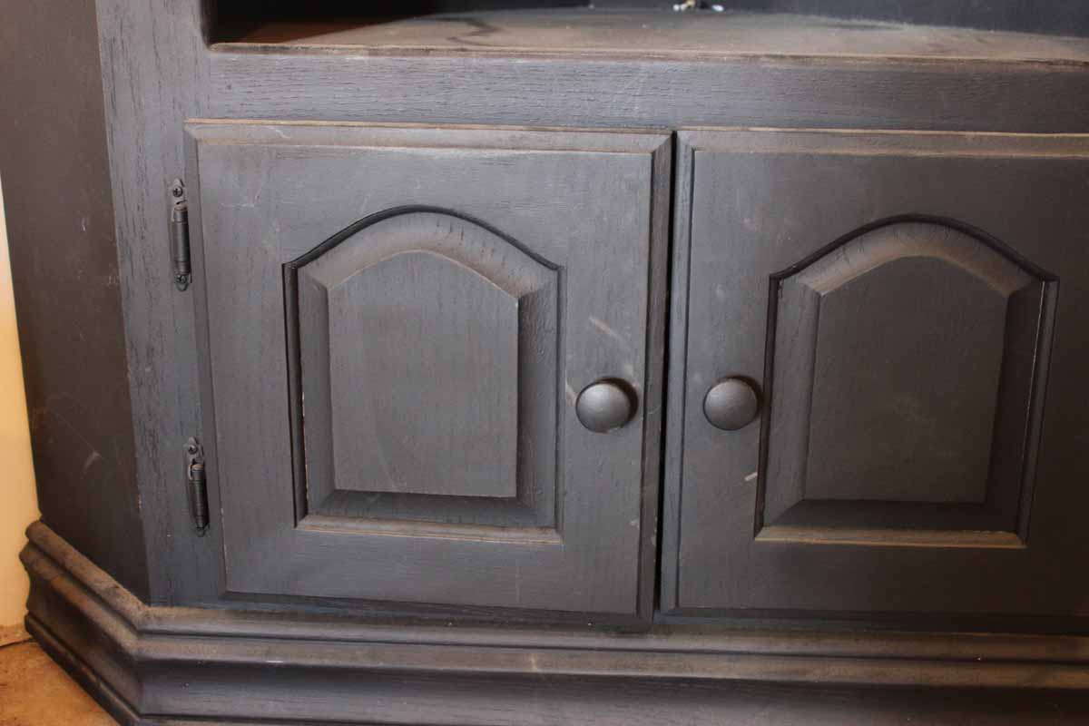 Black Wooden Corner Entertainment Center