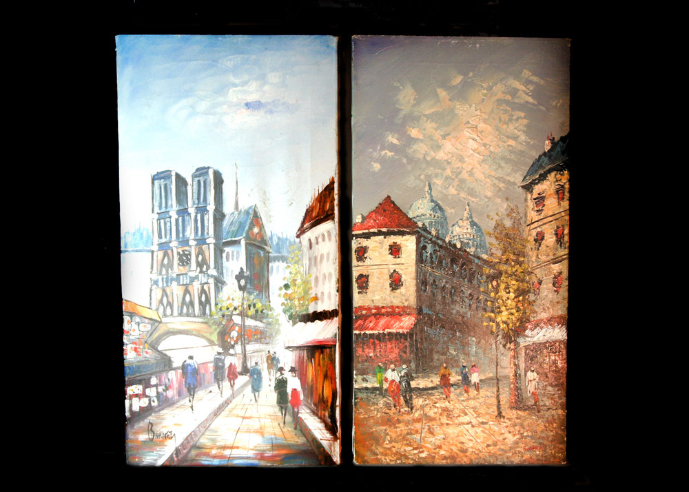 Pair of Parisian "Burnett" Oil Paintings