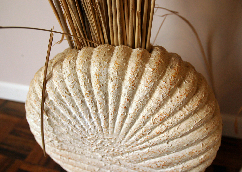 Pair of Ceramic Floor Vases with Decorative Grass