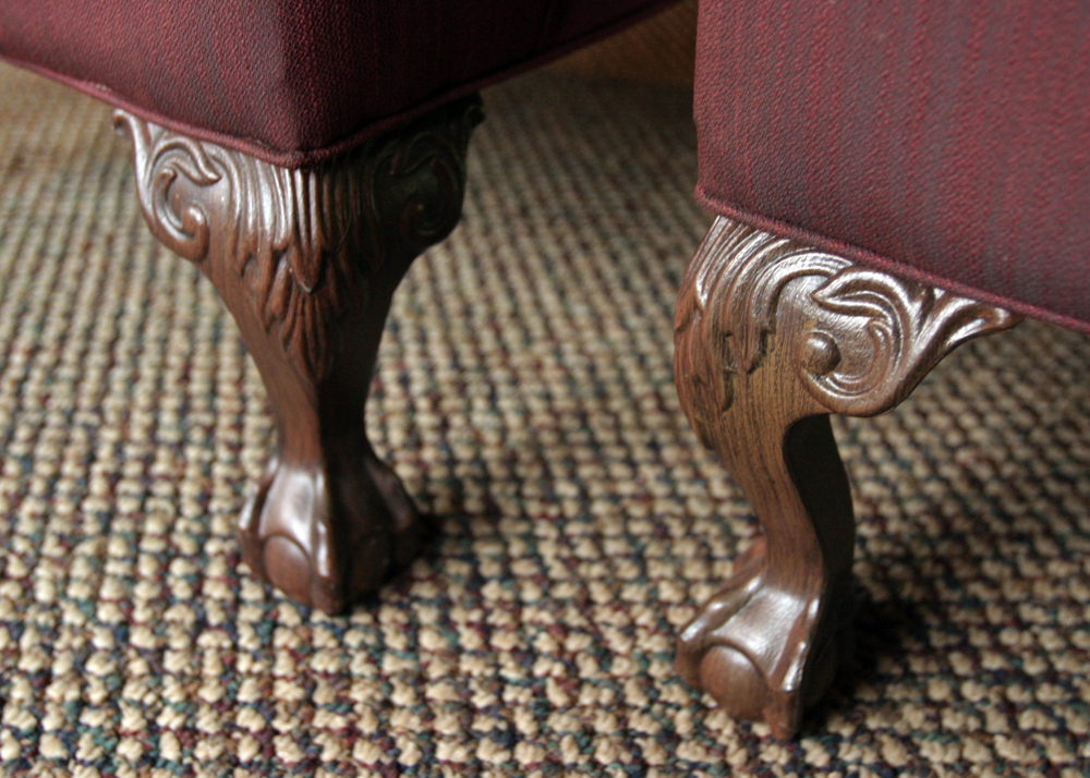 Burgundy Wingback Arm Chairs