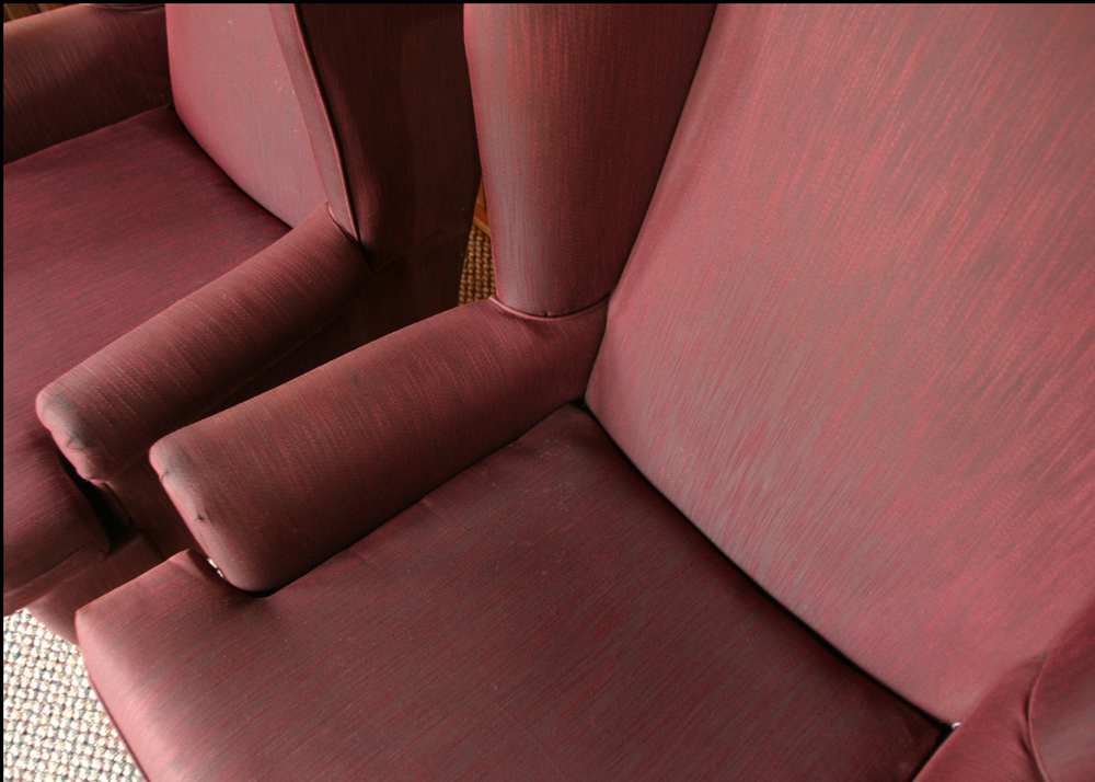 Burgundy Wingback Arm Chairs