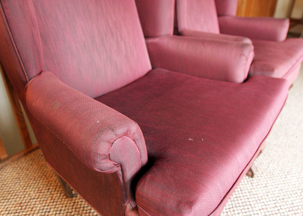 Burgundy Wingback Arm Chairs