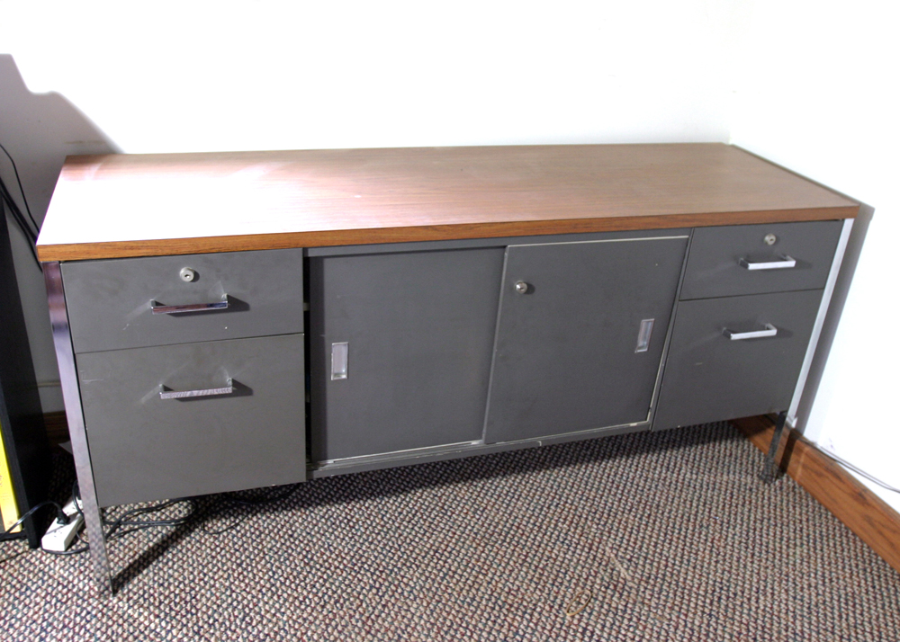 Gray Metal Office Credenza