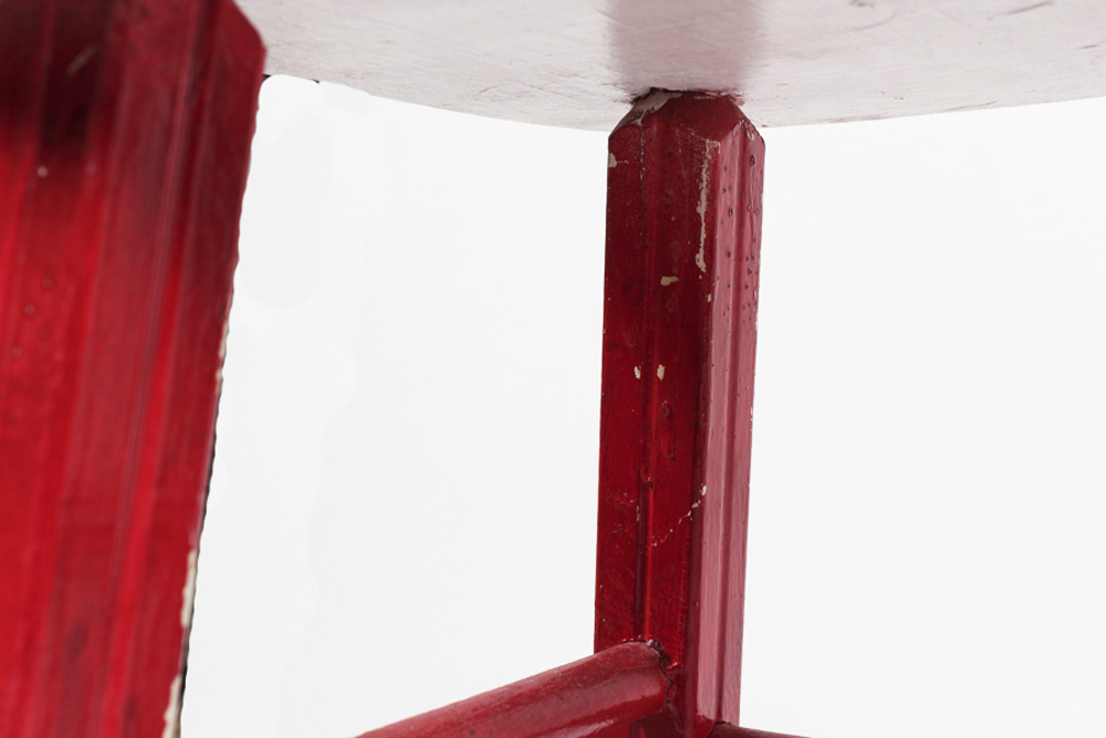 Pair of Red and White Wooden Stools