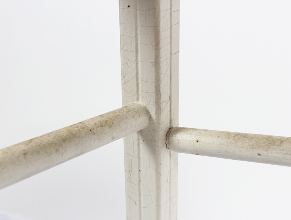 Pair of Red and White Wooden Stools