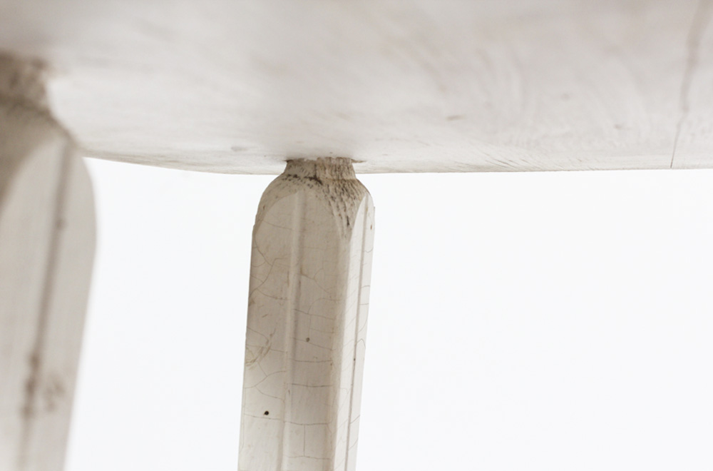 Pair of Red and White Wooden Stools