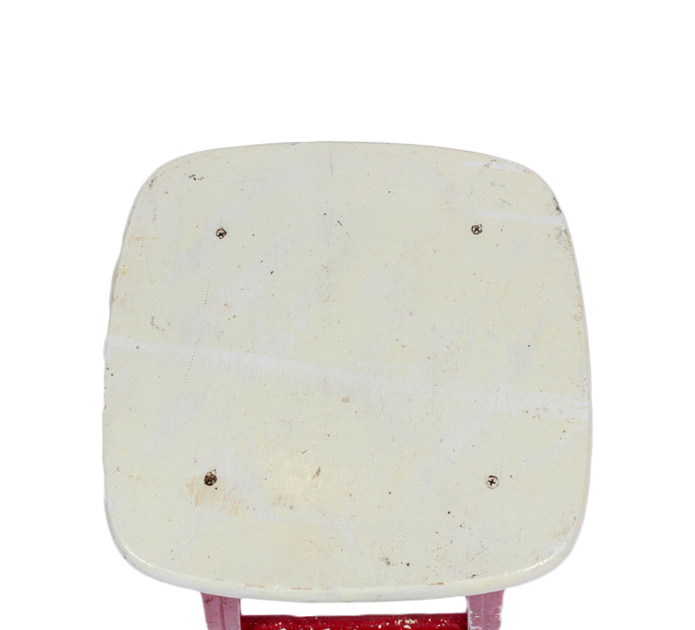 Pair of Red and White Wooden Stools