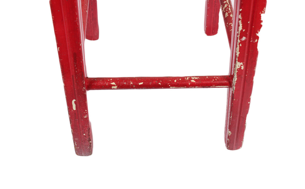 Pair of Red and White Wooden Stools