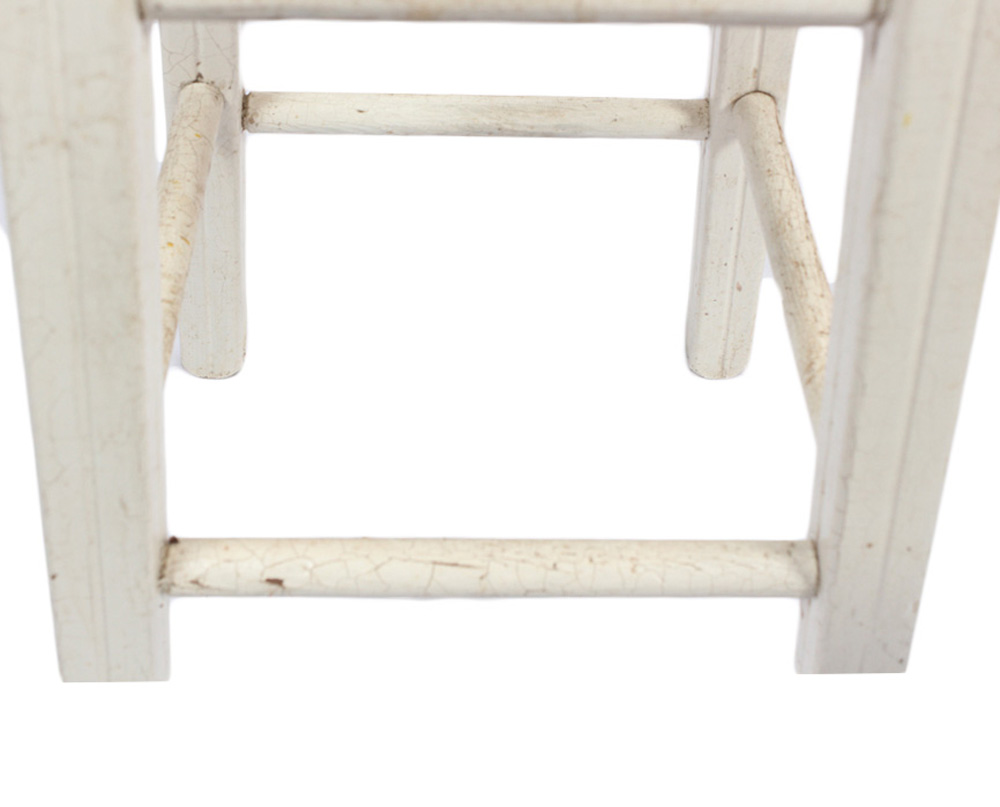 Pair of Red and White Wooden Stools