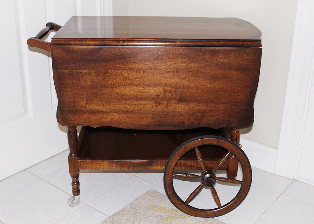 Walnut Drop Leaf Tea Cart