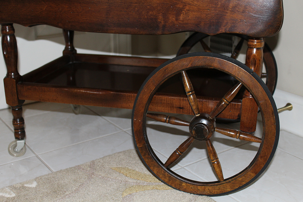 Walnut Drop Leaf Tea Cart