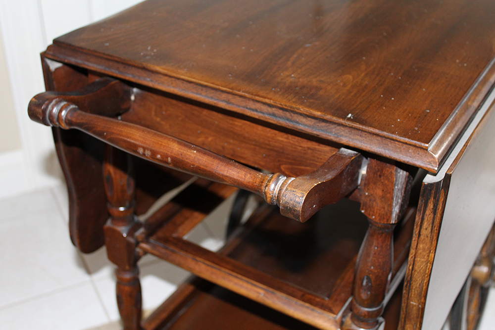 Walnut Drop Leaf Tea Cart