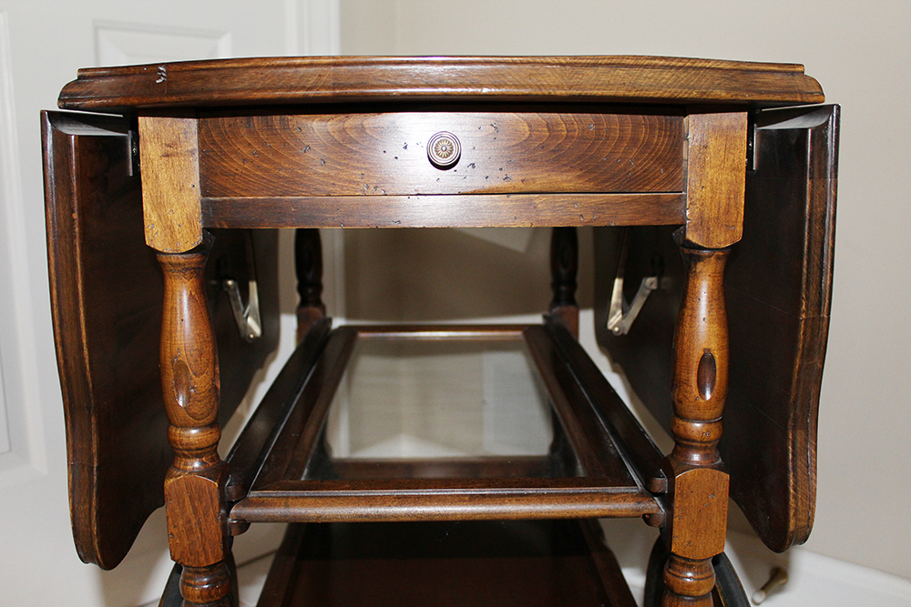 Walnut Drop Leaf Tea Cart