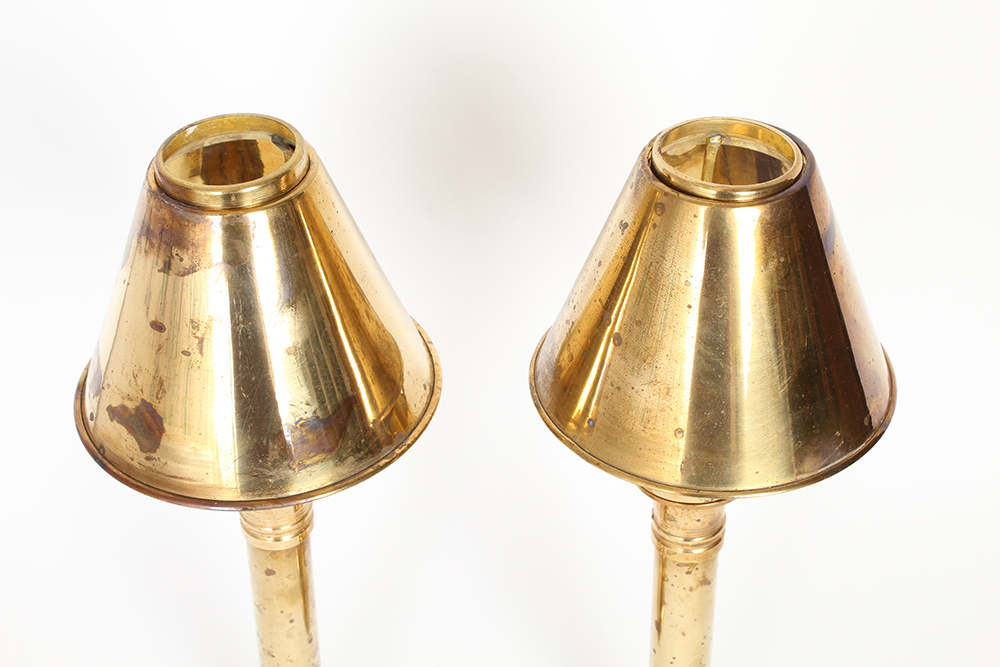 Pair of Brass Shaded Candlesticks