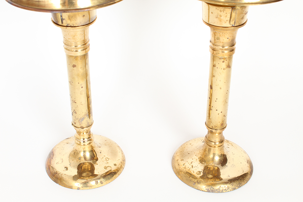 Pair of Brass Shaded Candlesticks