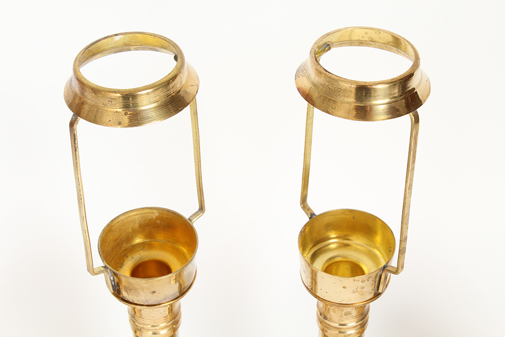 Pair of Brass Shaded Candlesticks