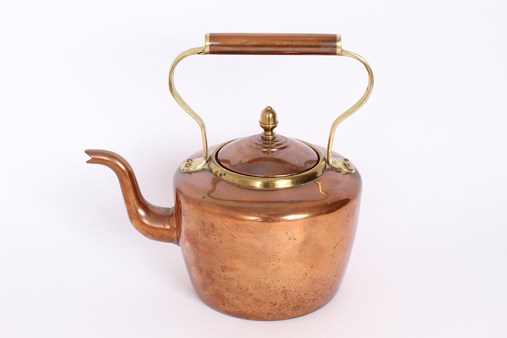 Copper Colander and Tea Kettle
