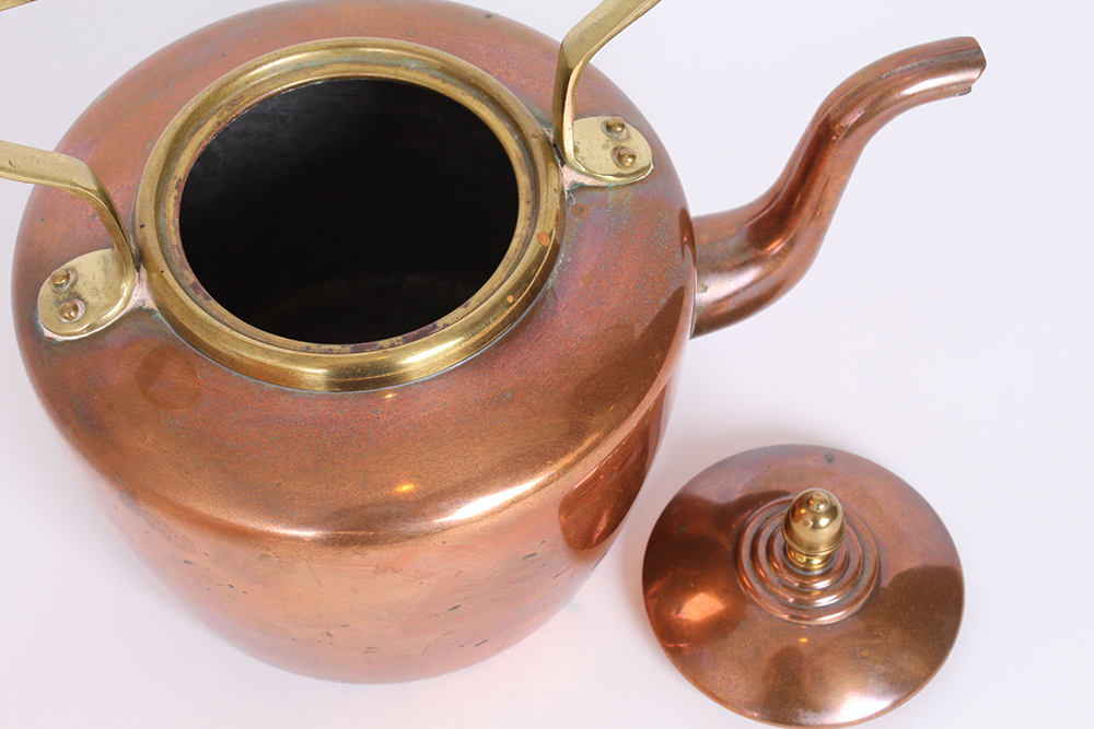 Copper Colander and Tea Kettle