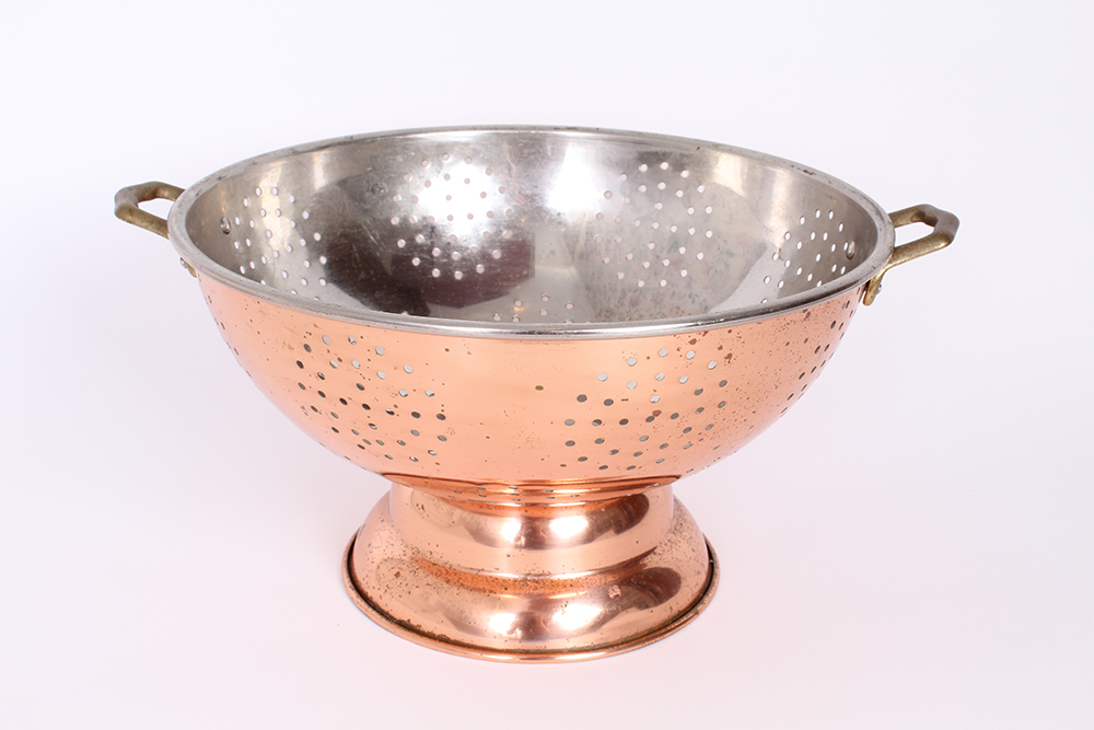 Copper Colander and Tea Kettle