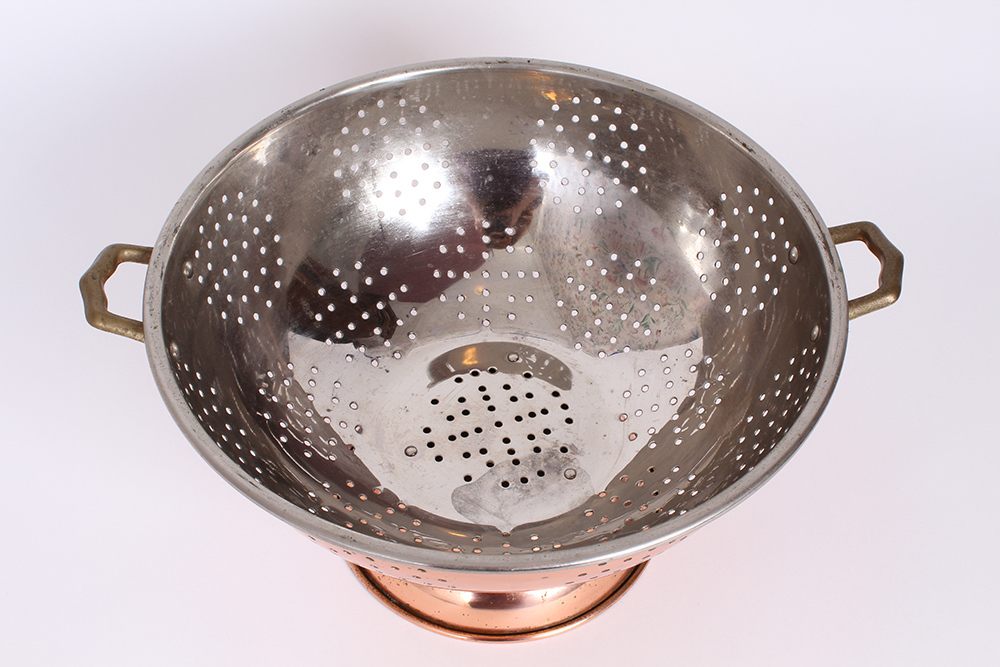 Copper Colander and Tea Kettle