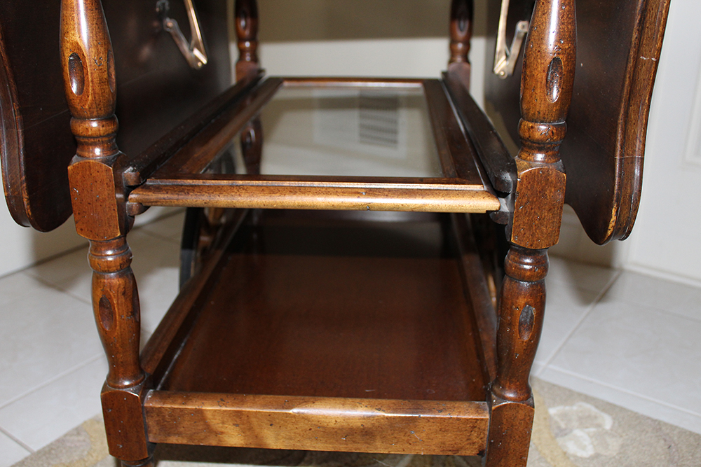 Walnut Drop Leaf Tea Cart
