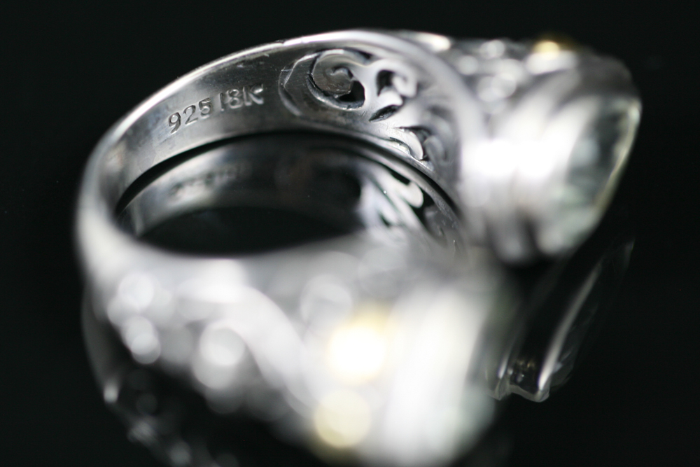 Robert Manse Sterling Silver & 18K Gold Ring with Prasiolite