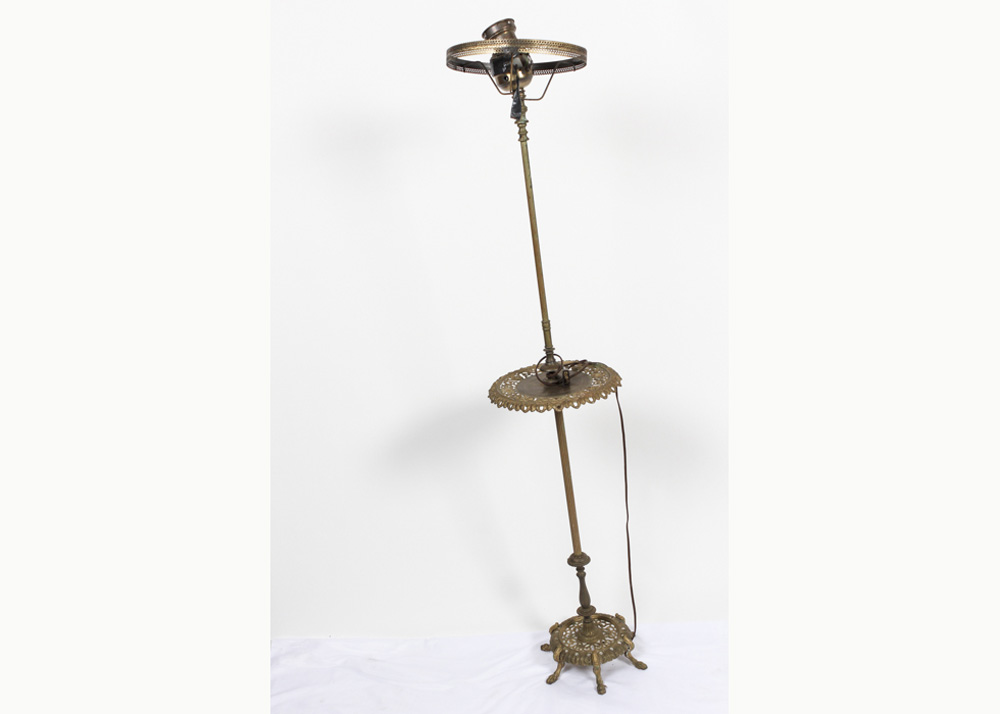Vintage Brass Lamp with Middle Shelf