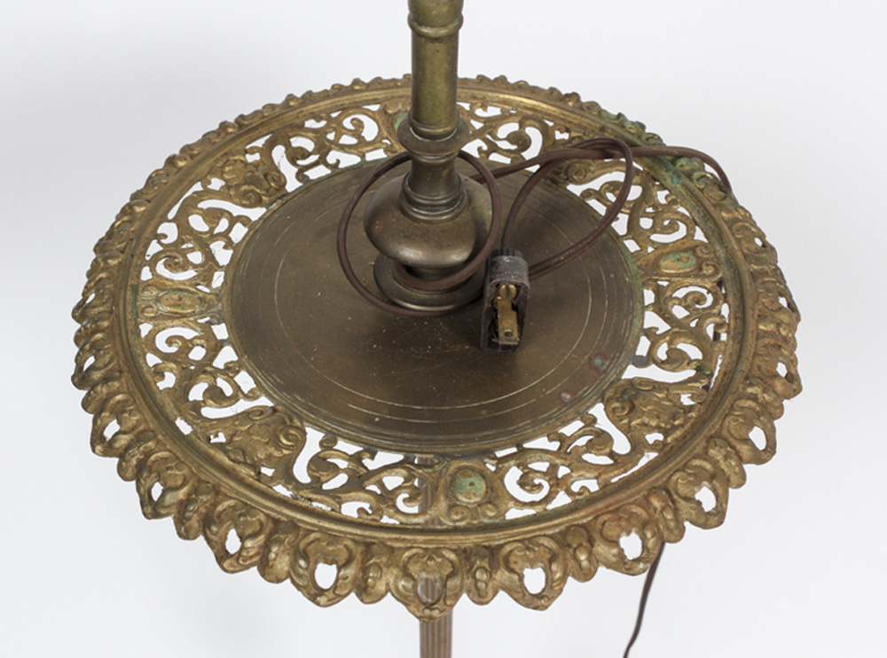 Vintage Brass Lamp with Middle Shelf