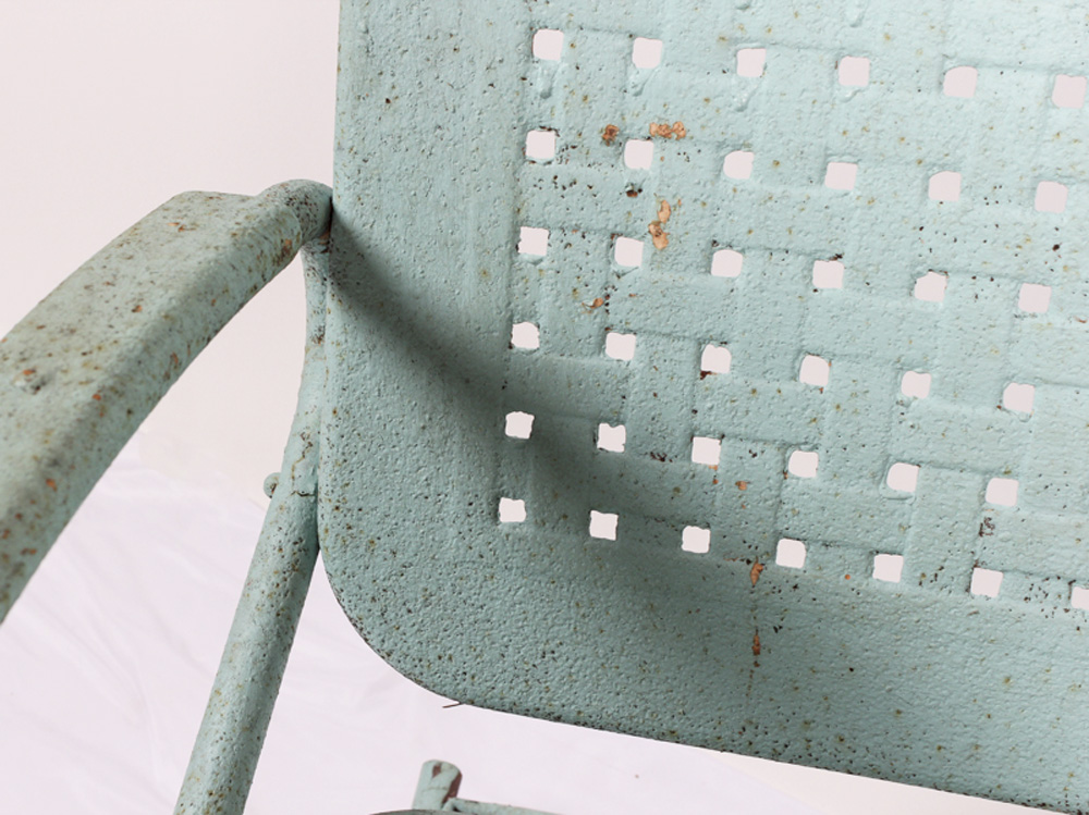 Blue Metal Rocking Chair