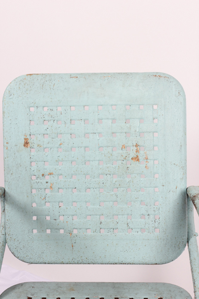 Blue Metal Rocking Chair