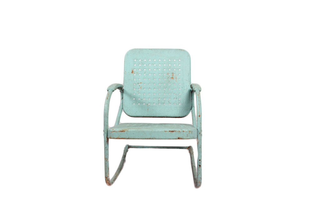 Blue Metal Rocking Chair