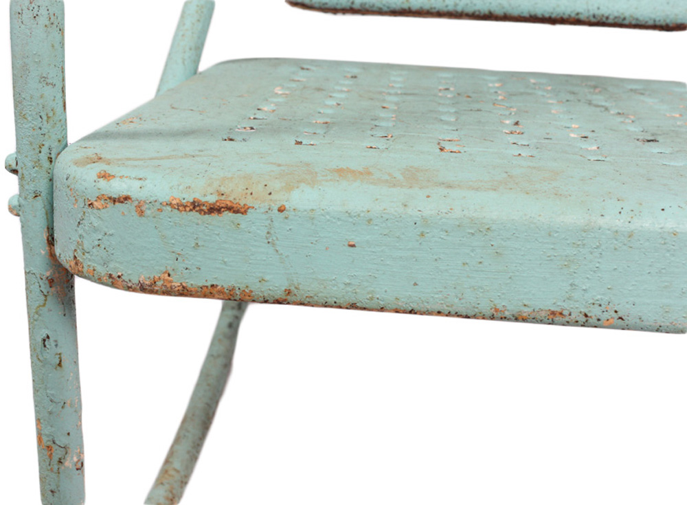 Blue Metal Rocking Chair