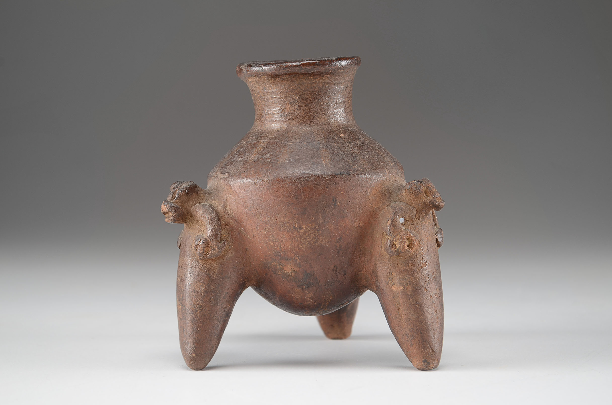 Pre-Columbian Aztec Three Legged Pottery Vessel