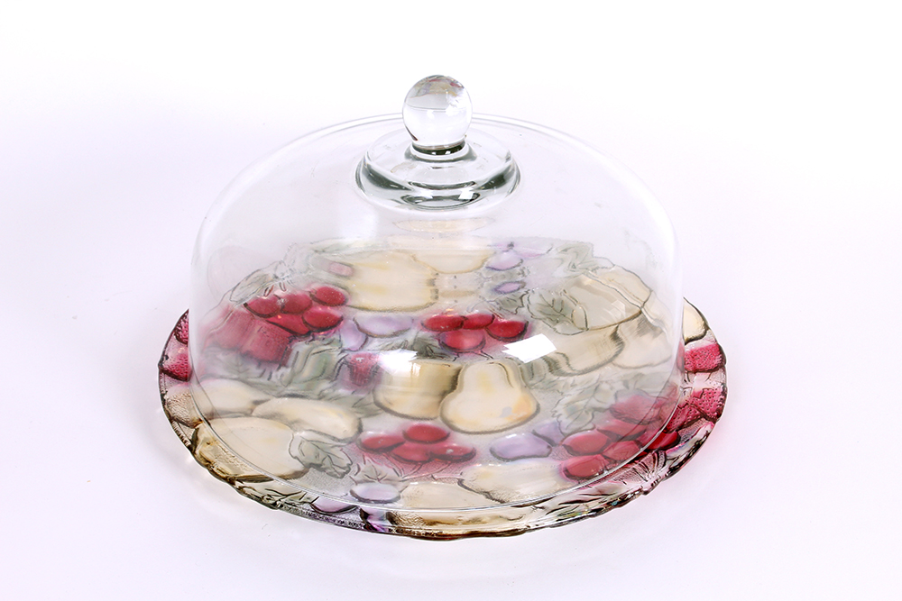 Rainbow Garden Covered Cake Plate