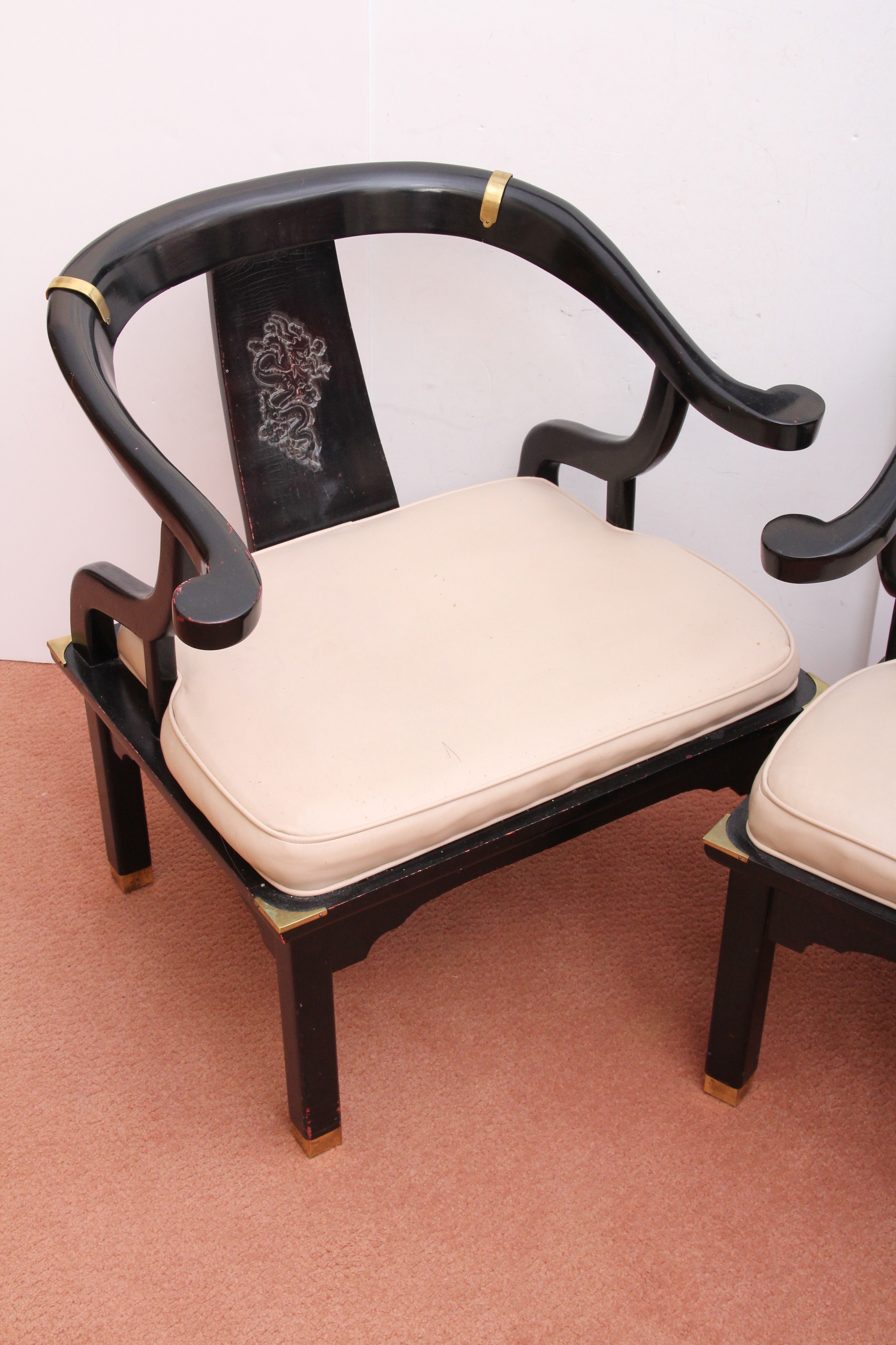 Pair of Japanese Ebonized Empire Style Chairs