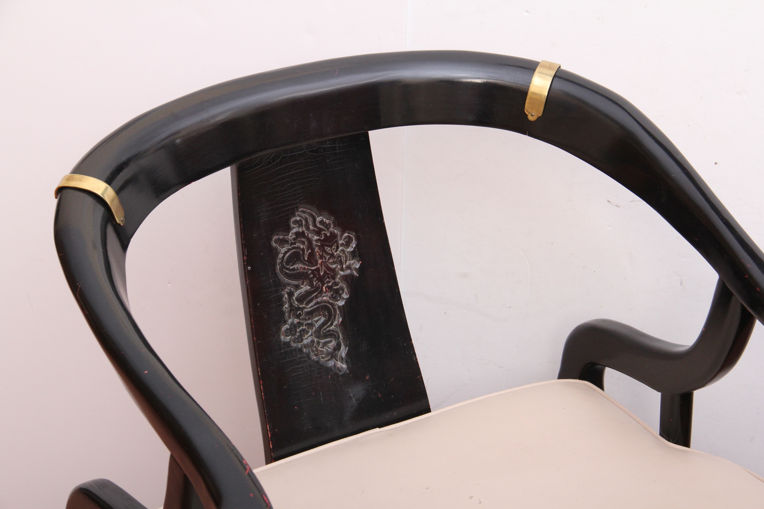 Pair of Japanese Ebonized Empire Style Chairs