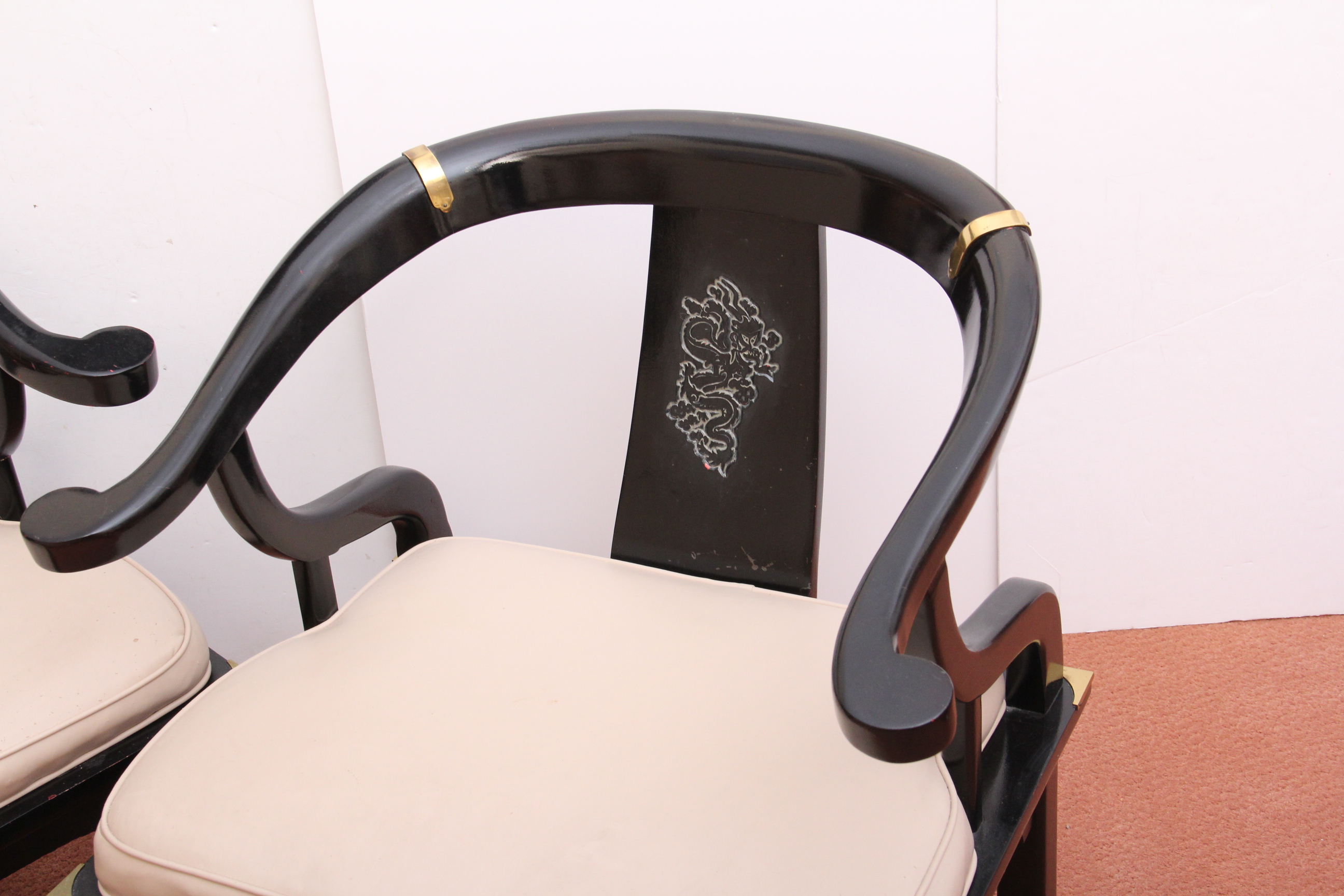 Pair of Japanese Ebonized Empire Style Chairs