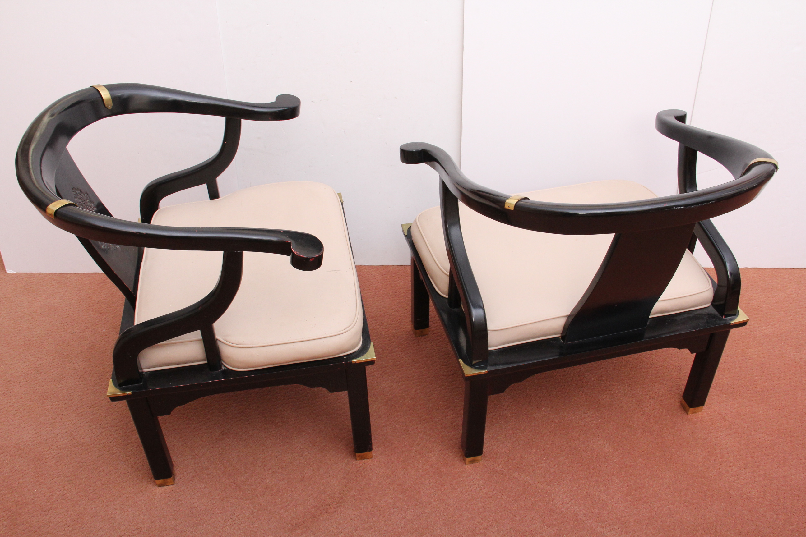 Pair of Japanese Ebonized Empire Style Chairs