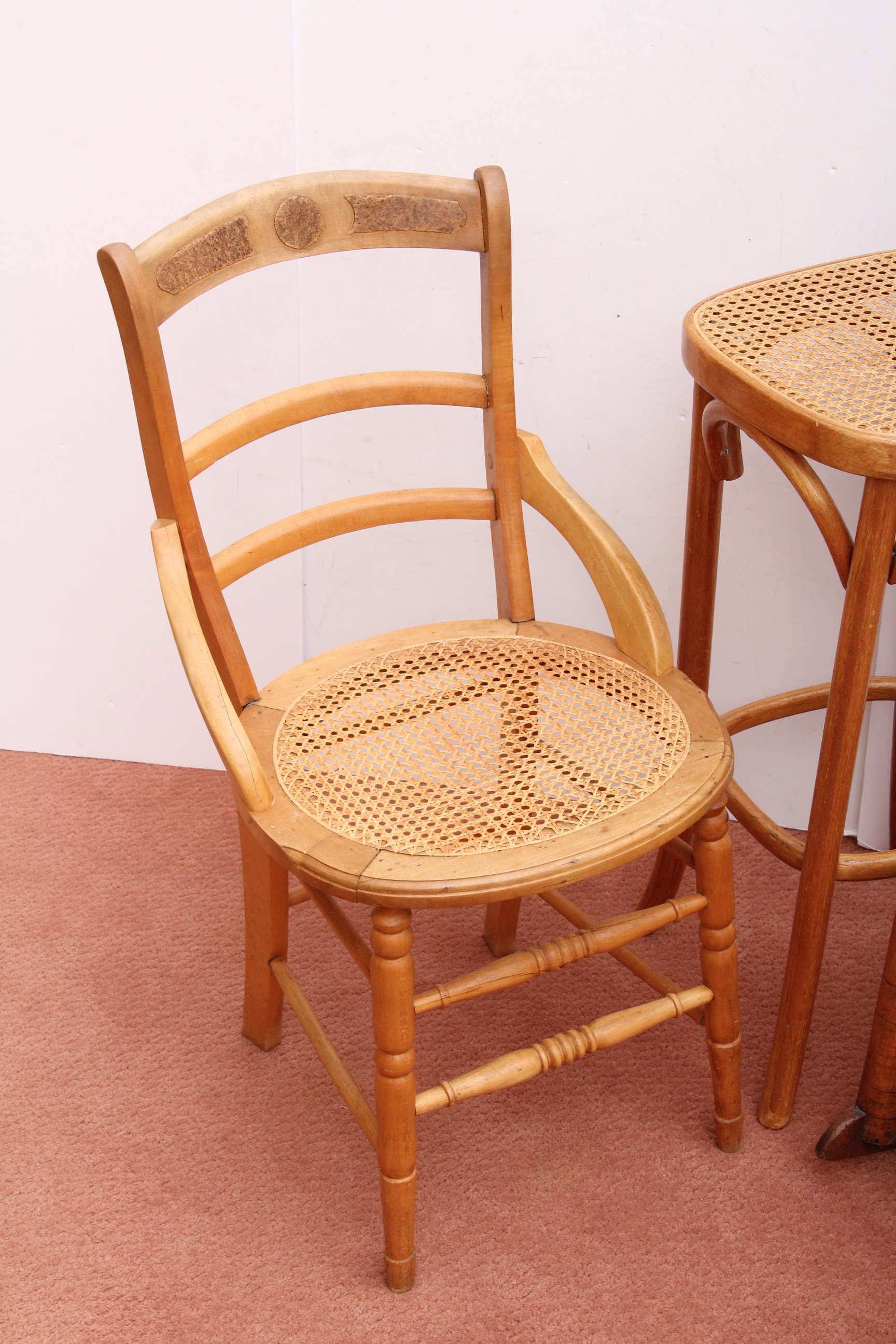 Trio of Wicker and Wood Furniture