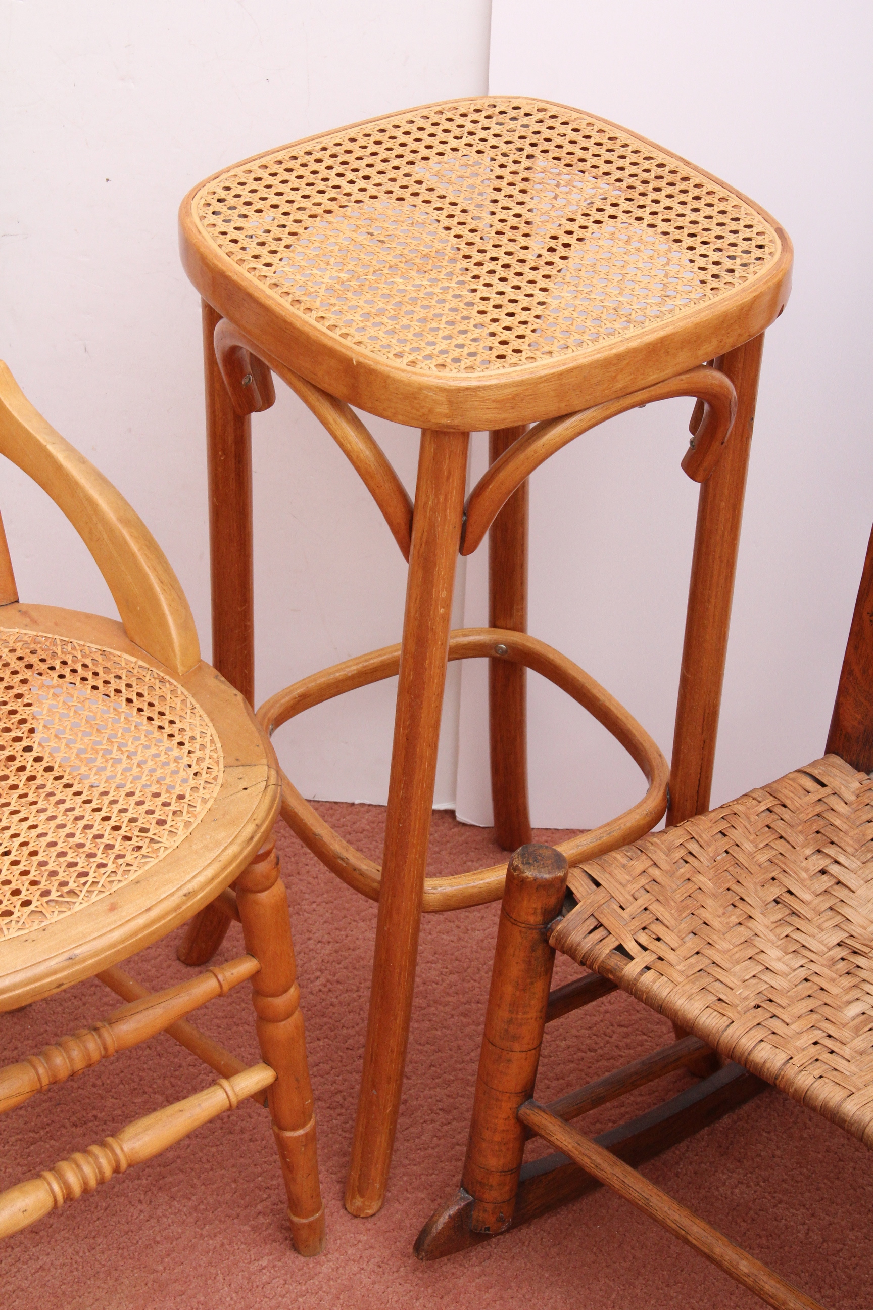Trio of Wicker and Wood Furniture