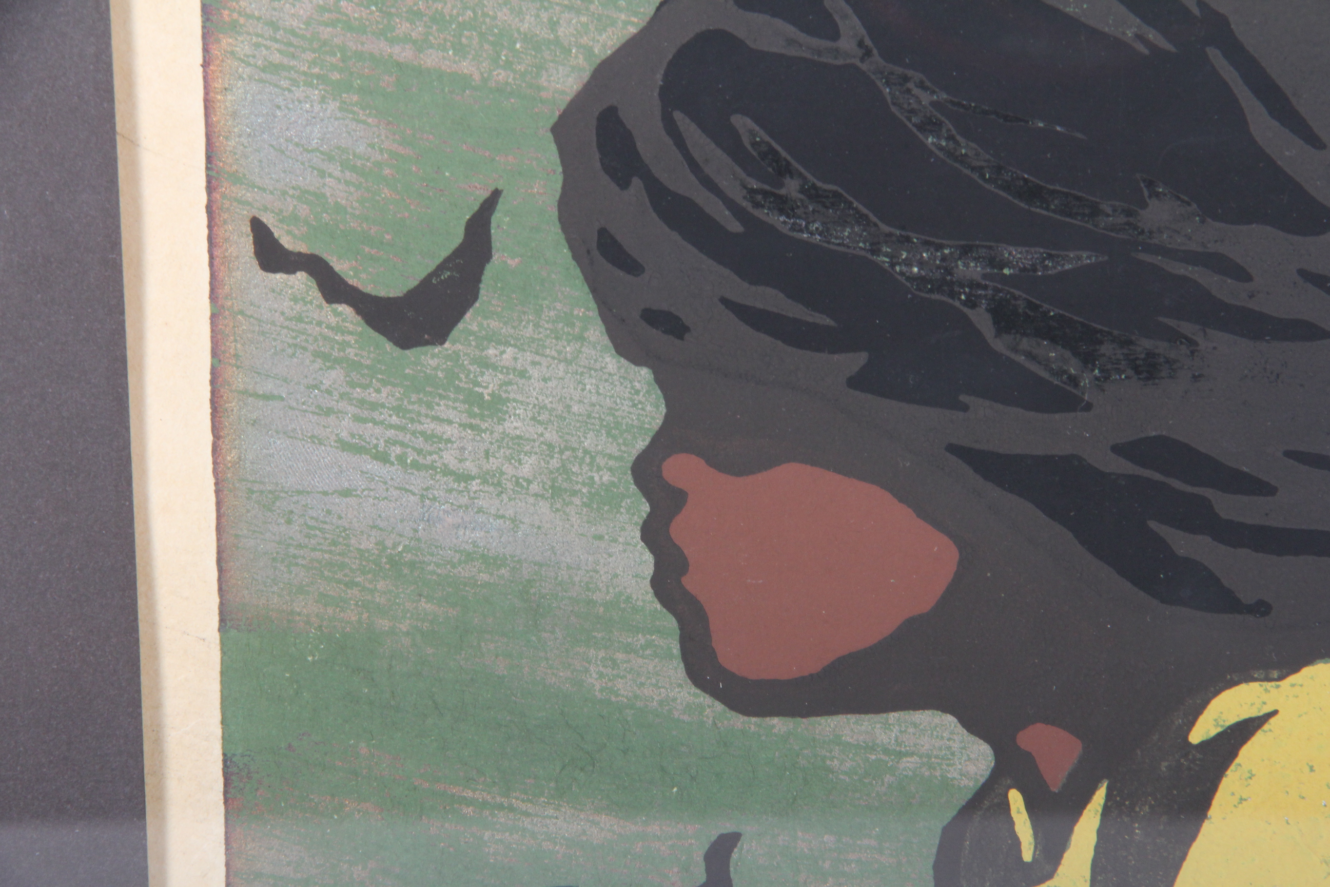 Tadashi Nakayama "Girl In The Wind," Woodblock Print