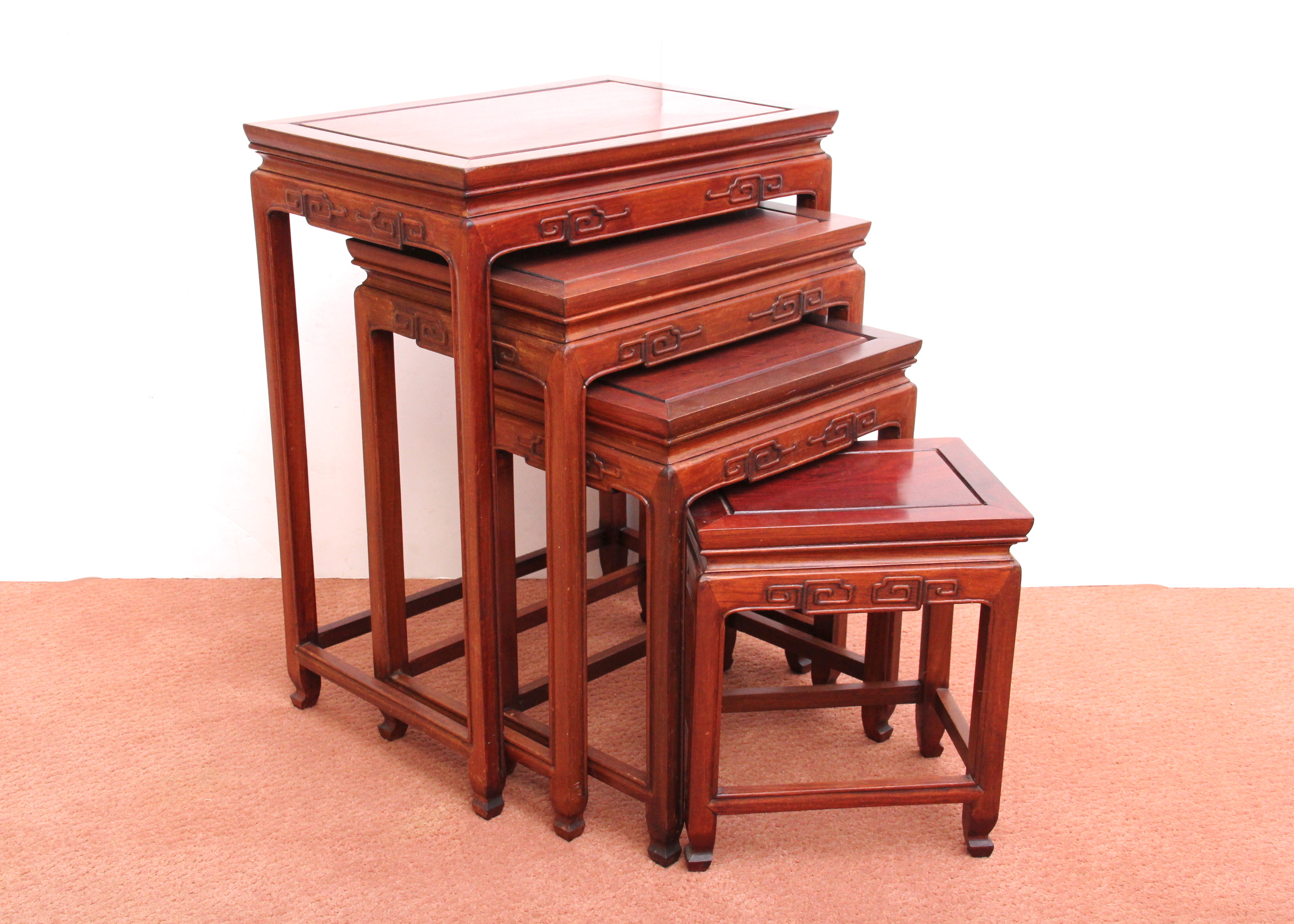 Asian Style Red Gum Nesting Tables