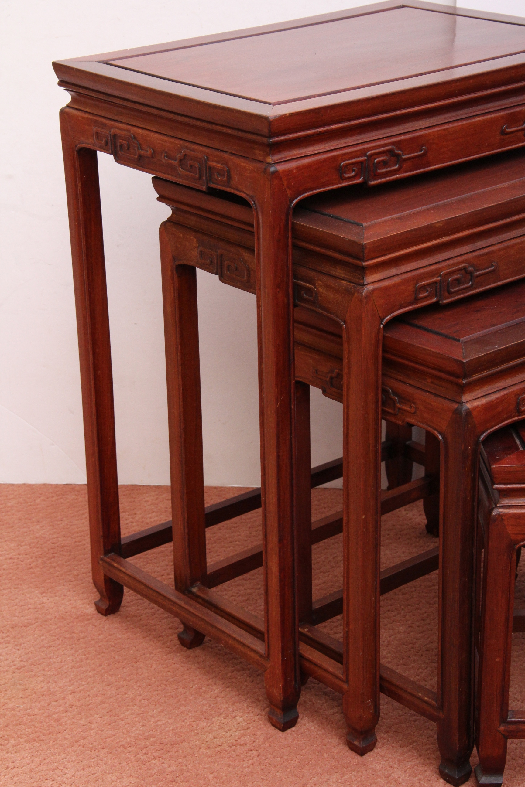 Asian Style Red Gum Nesting Tables