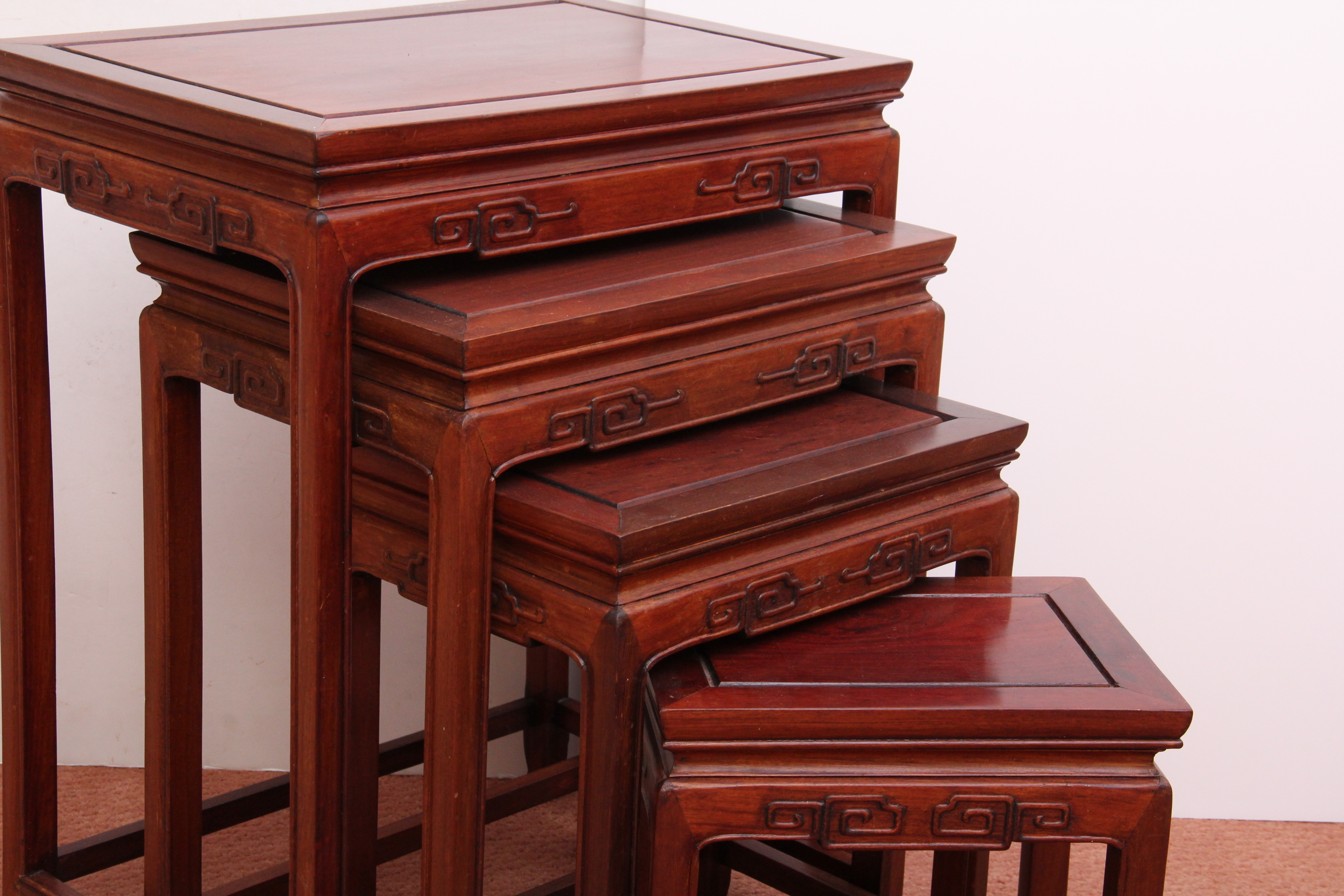 Asian Style Red Gum Nesting Tables