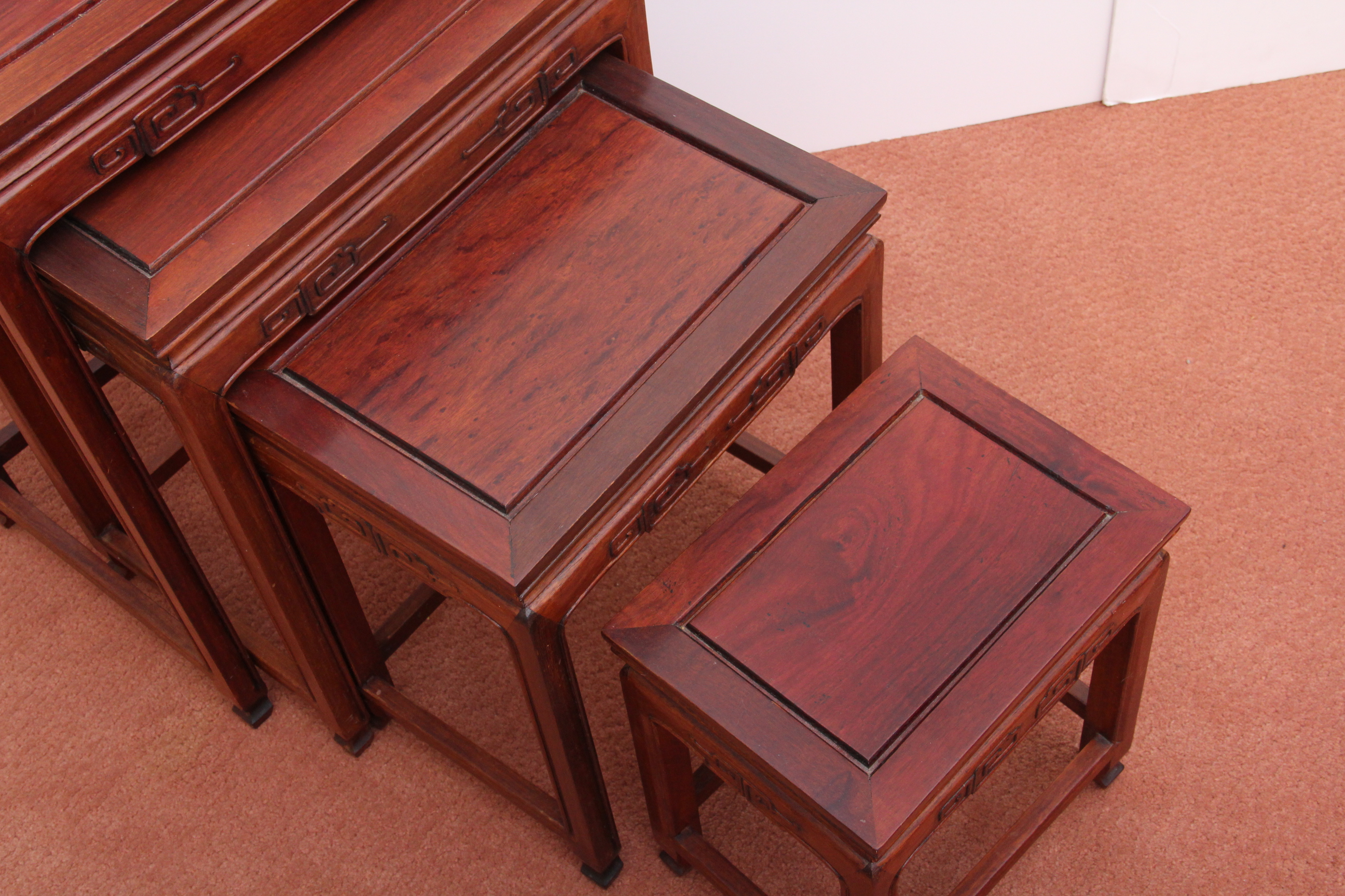 Asian Style Red Gum Nesting Tables