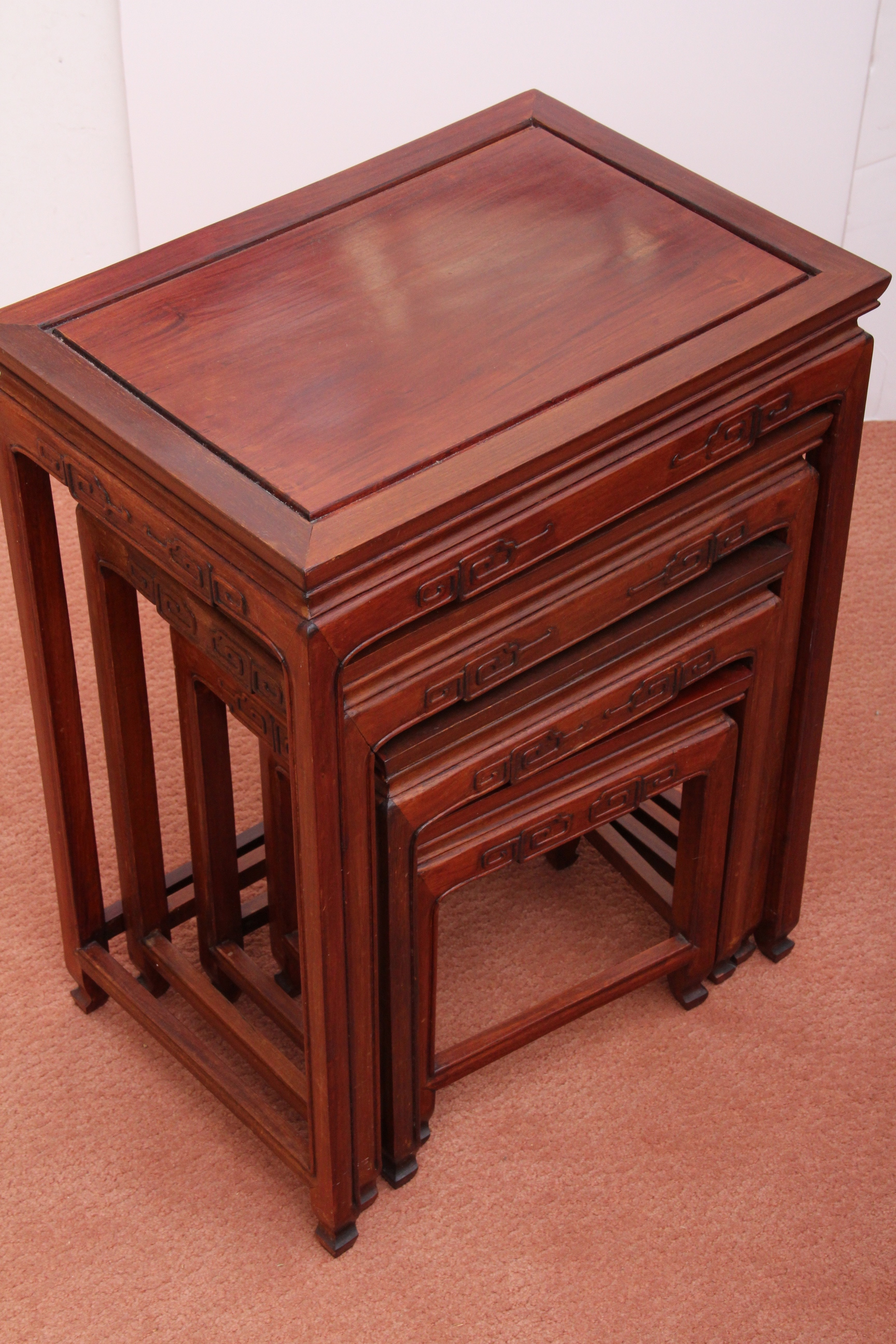 Asian Style Red Gum Nesting Tables